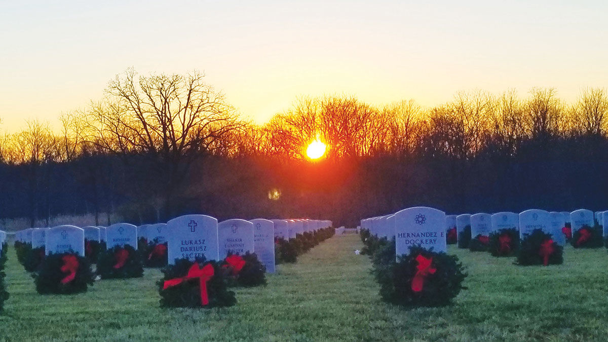 Cemetery with wreaths